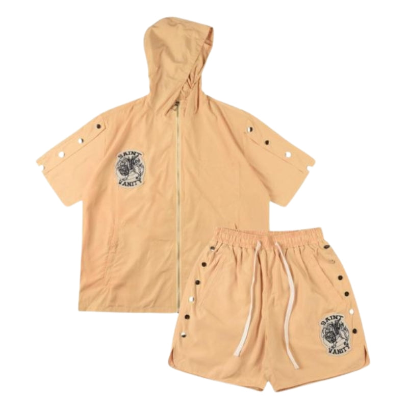 Saint Vanity Nylon Short Set Beige