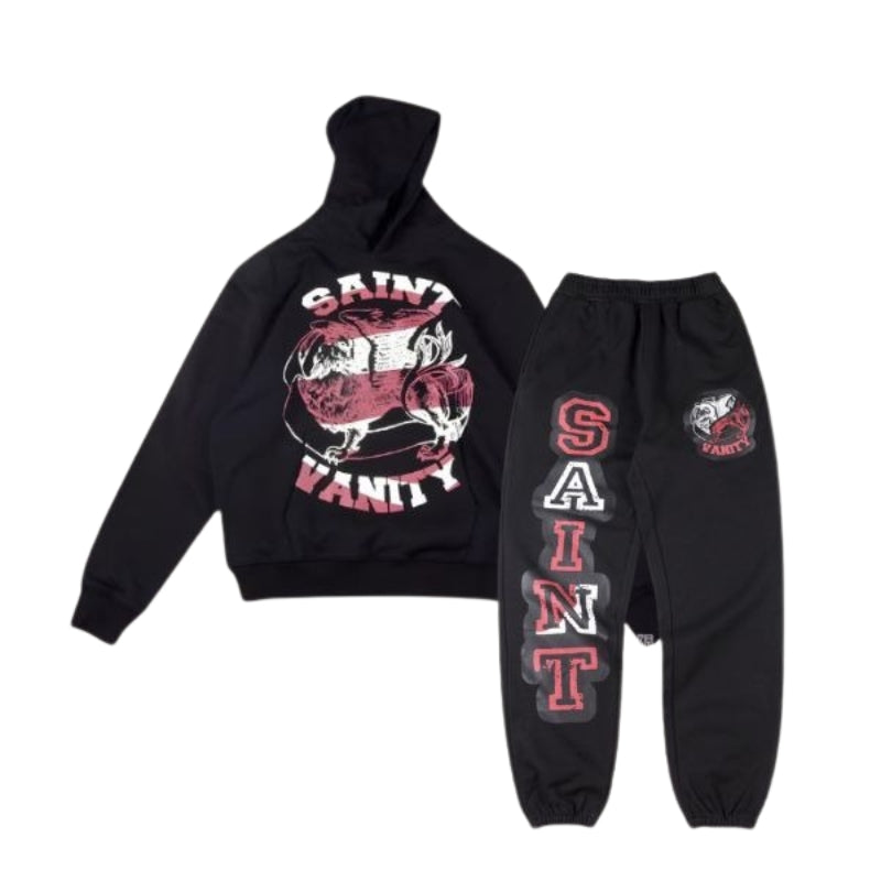 Saint Vanity Printed Hoodie Tracksuit Black