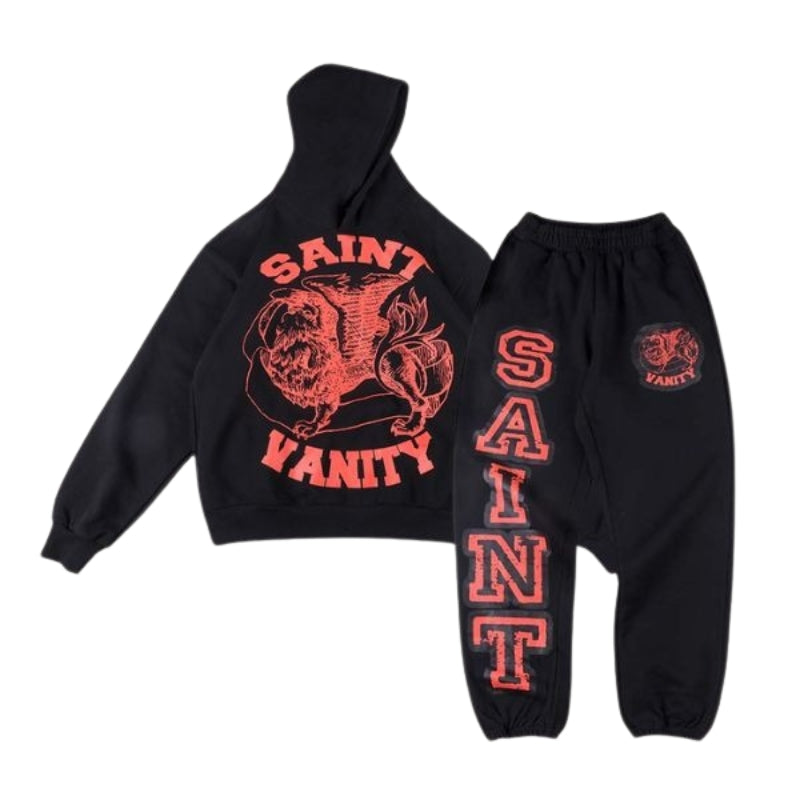 Saint Vanity Signature Jogger Set Black Red