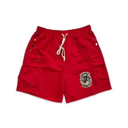 Saint Vanity Logo Cargo Nylon Shorts “Red”